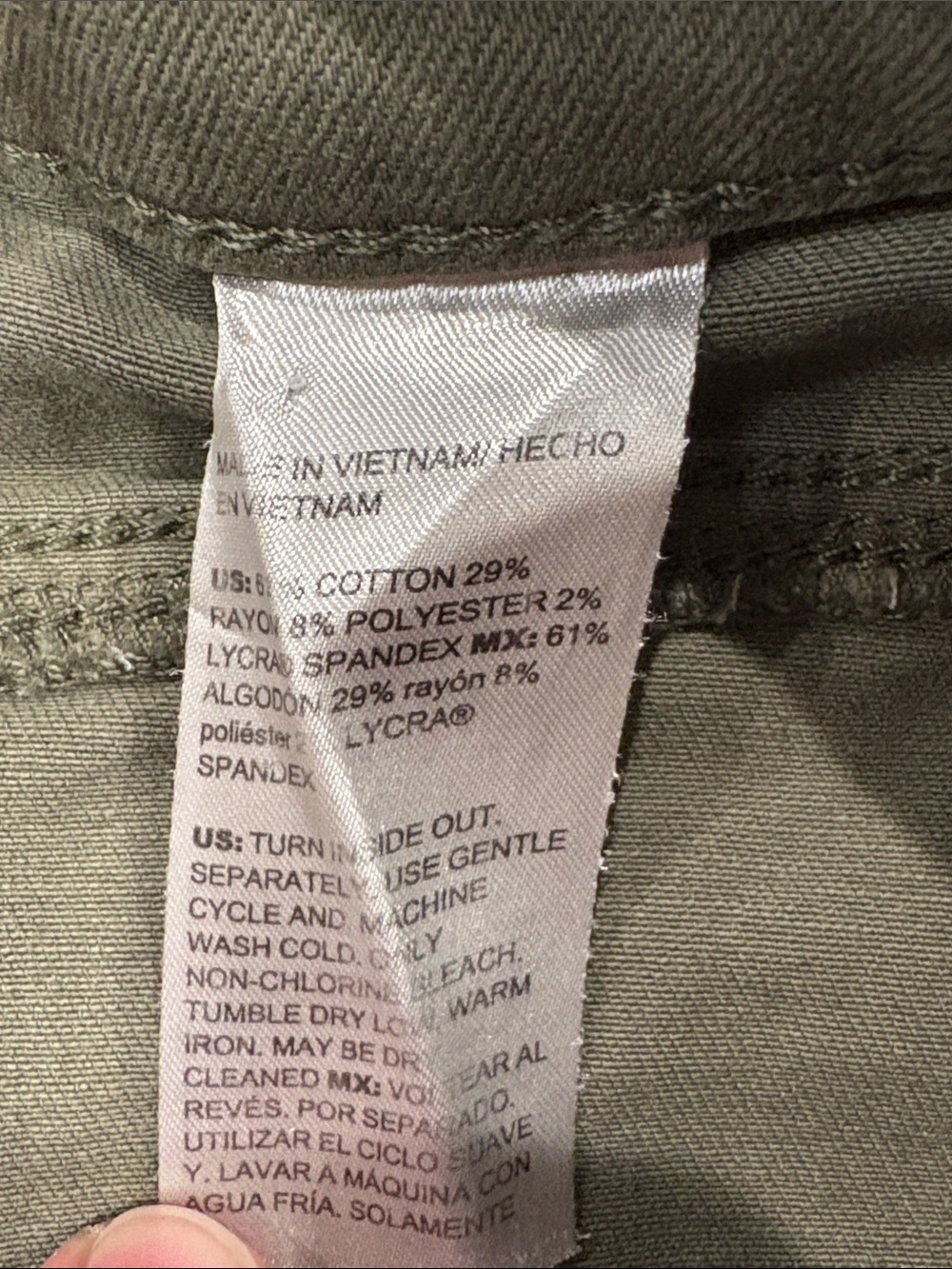 Chico's So Slimming Girlfriend Kick Flare Jeans in a khaki/olive green - Picture 8 of 11